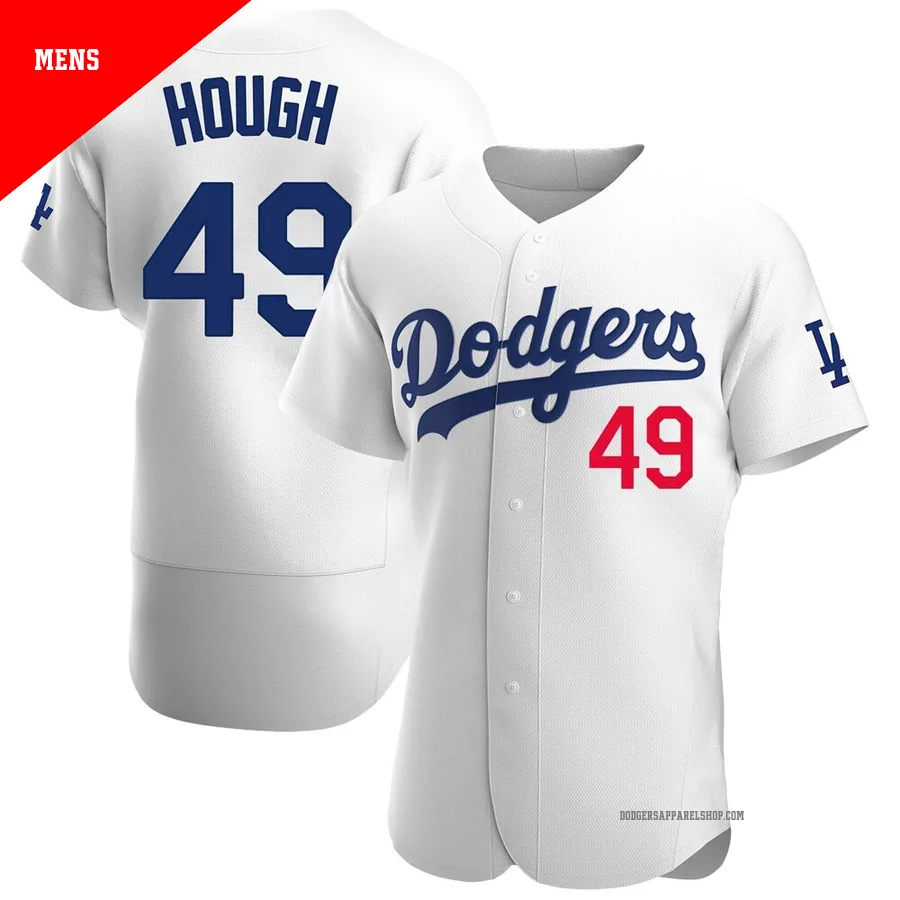 Men's Los Angeles Dodgers ＃49 Charlie Hough White Authentic Home Jersey