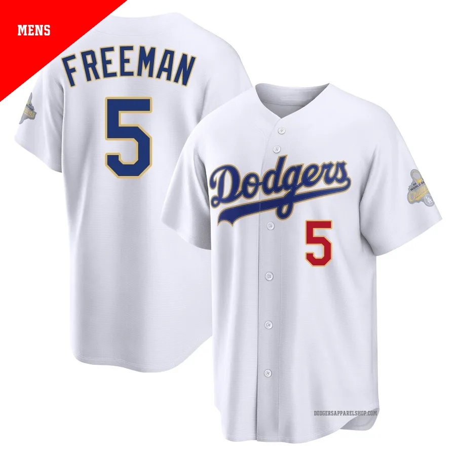 Men's Los Angeles Dodgers ＃5 Freddie Freeman Gold Limited White 2026 Collection Stadium Jersey
