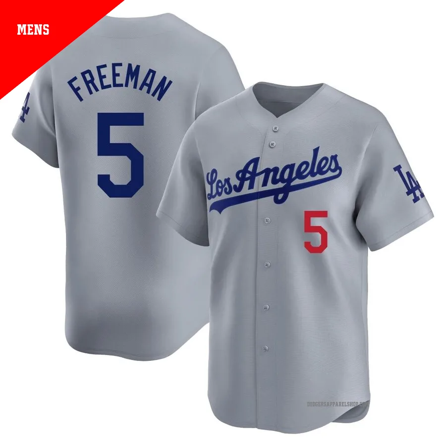 Men's Los Angeles Dodgers ＃5 Freddie Freeman Gray Limited Away Jersey