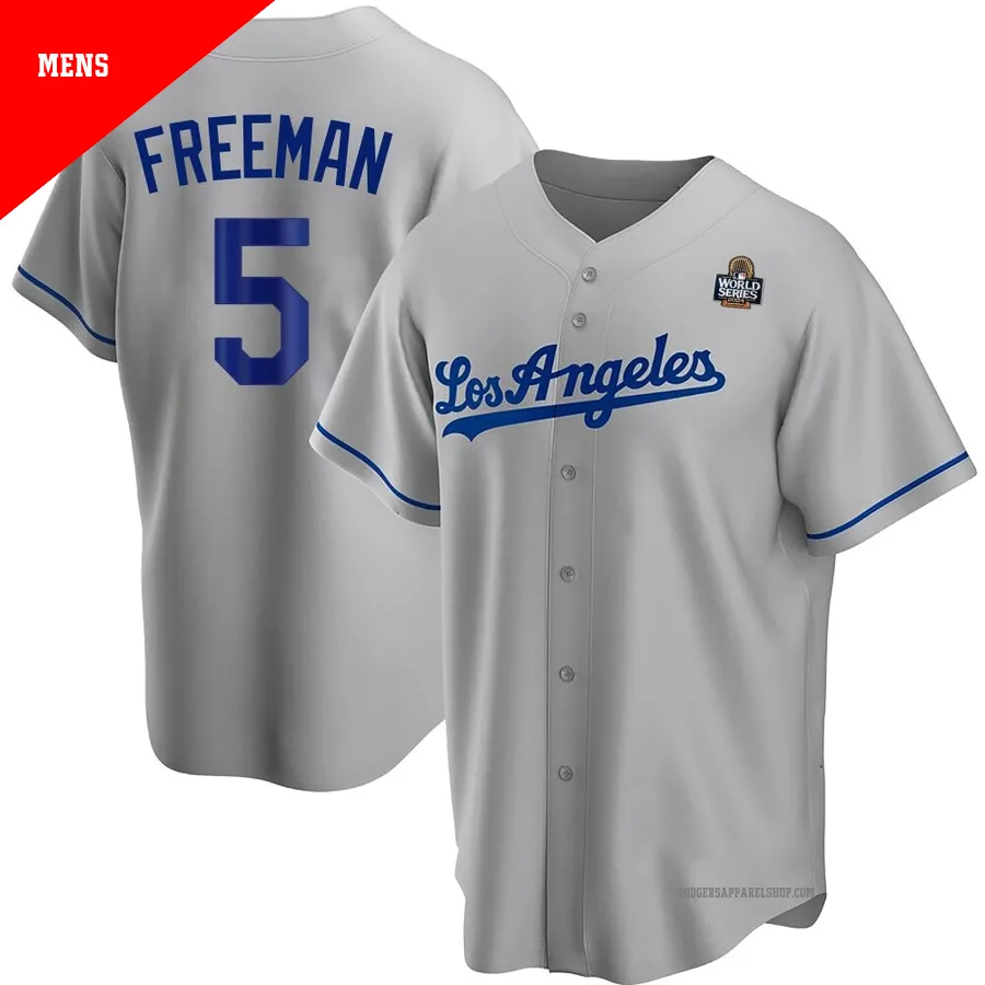 Men's Los Angeles Dodgers ＃5 Freddie Freeman Gray Replica Road 2024 World Series Jersey