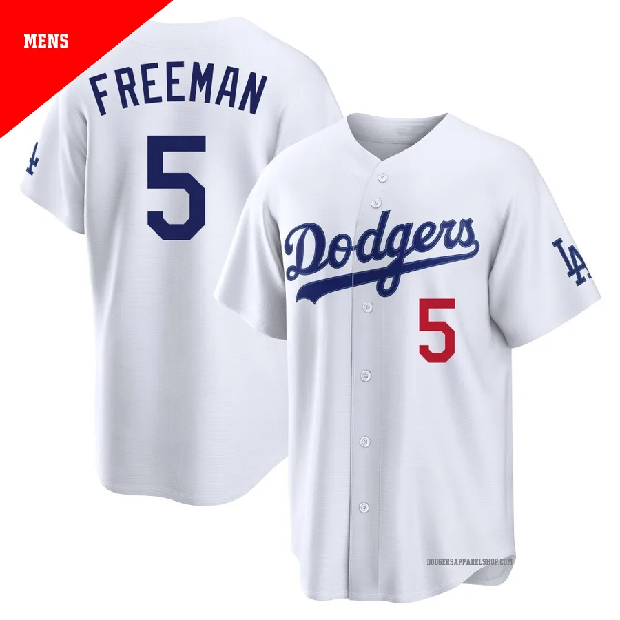 Men's Los Angeles Dodgers ＃5 Freddie Freeman White Limited Home Stadium Jersey