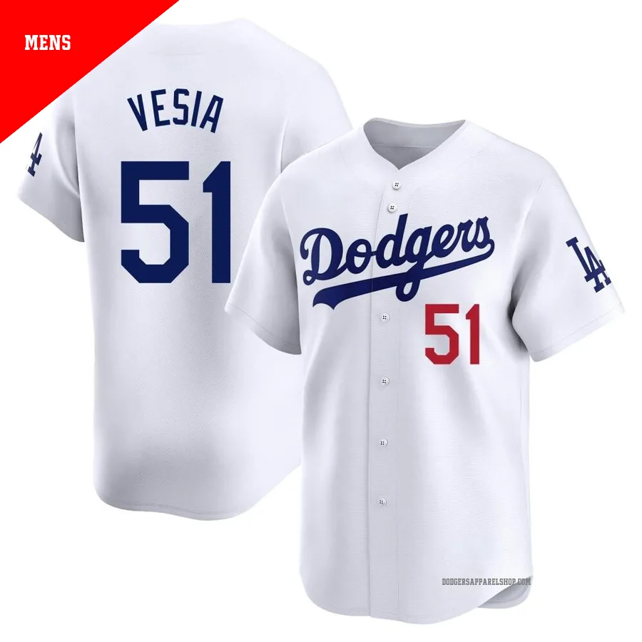 Men's Los Angeles Dodgers ＃51 Alex Vesia White Limited Home Jersey