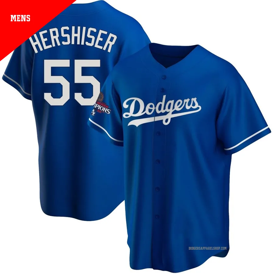 Men's Los Angeles Dodgers ＃55 Orel Hershiser Royal Replica Alternate 2024 World Series Champions Jersey