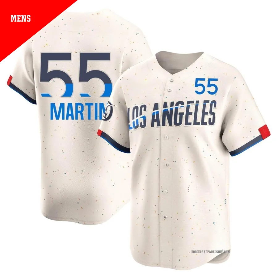 Men's Los Angeles Dodgers ＃55 Russell Martin Cream Limited 2024 City Connect Jersey