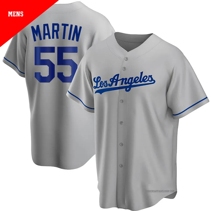 Men's Los Angeles Dodgers ＃55 Russell Martin Gray Replica Road Jersey