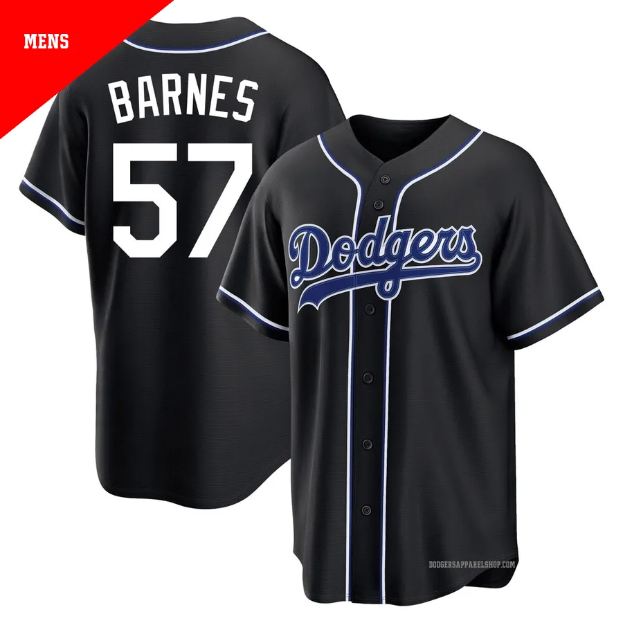 Men's Los Angeles Dodgers ＃57 Charlie Barnes Black Replica Fashion Out Jersey