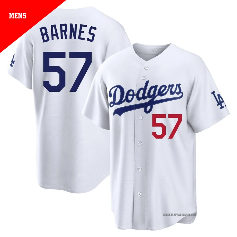 Men's Los Angeles Dodgers ＃57 Charlie Barnes White Limited Home Stadium Jersey