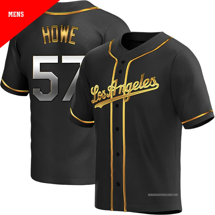 Men's Los Angeles Dodgers ＃57 Steve Howe Gold Replica Black en Alternate Jersey