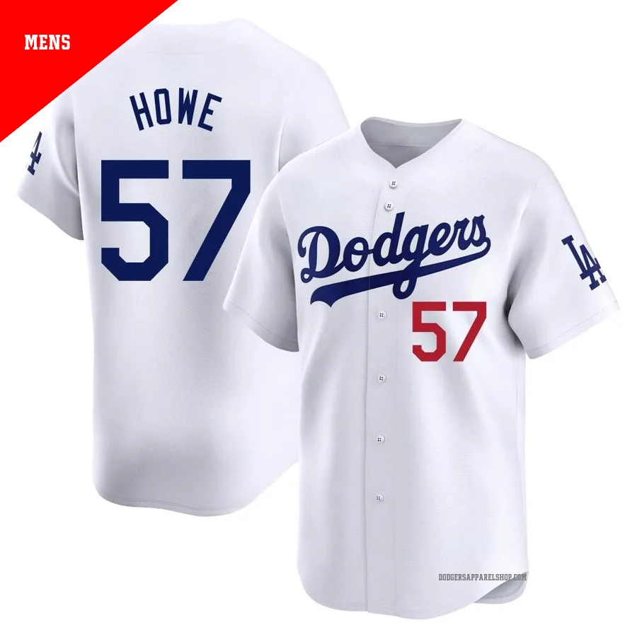 Men's Los Angeles Dodgers ＃57 Steve Howe White Limited Home Jersey