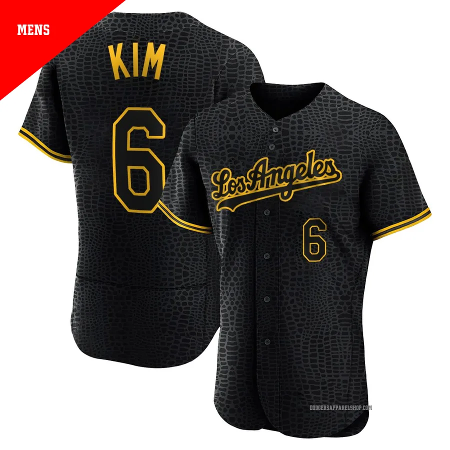 Men's Los Angeles Dodgers ＃6 Hyeseong Kim Black Authentic Snake Skin City Jersey