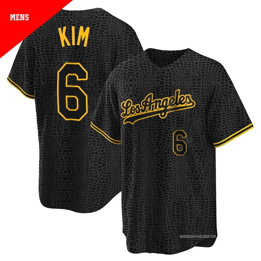 Men's Los Angeles Dodgers ＃6 Hyeseong Kim Black Replica Snake Skin City Jersey