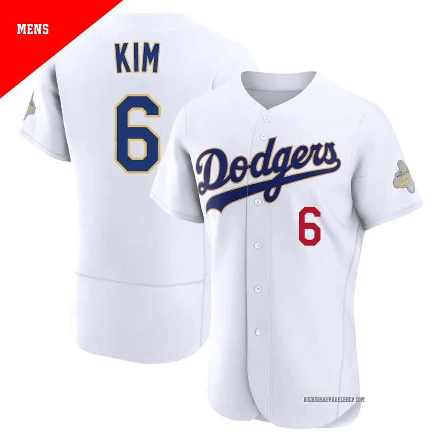 Men's Los Angeles Dodgers ＃6 Hyeseong Kim Gold Authentic White 2026 Collection Jersey