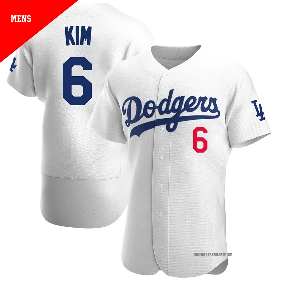 Men's Los Angeles Dodgers ＃6 Hyeseong Kim White Authentic Home Jersey