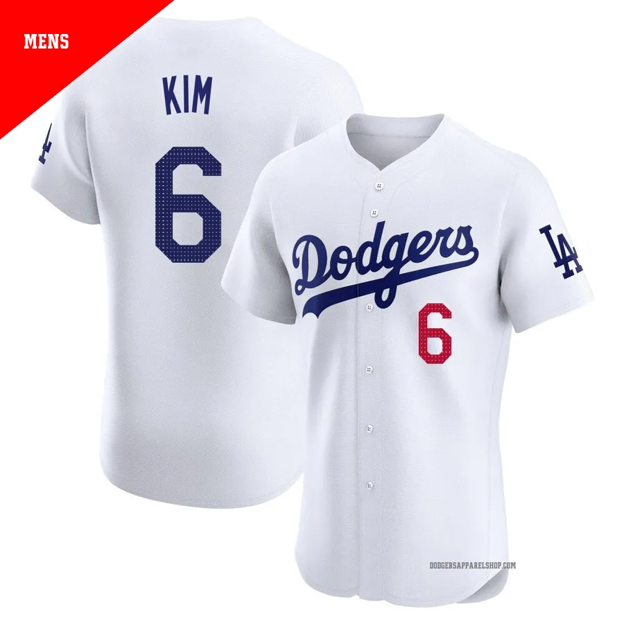 Men's Los Angeles Dodgers ＃6 Hyeseong Kim White Elite Home Jersey