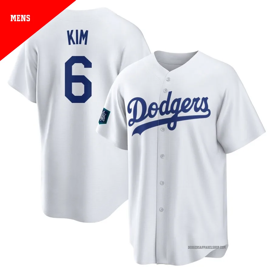 Men's Los Angeles Dodgers ＃6 Hyeseong Kim White Replica 2024 World Tour Seoul Series Home Jersey