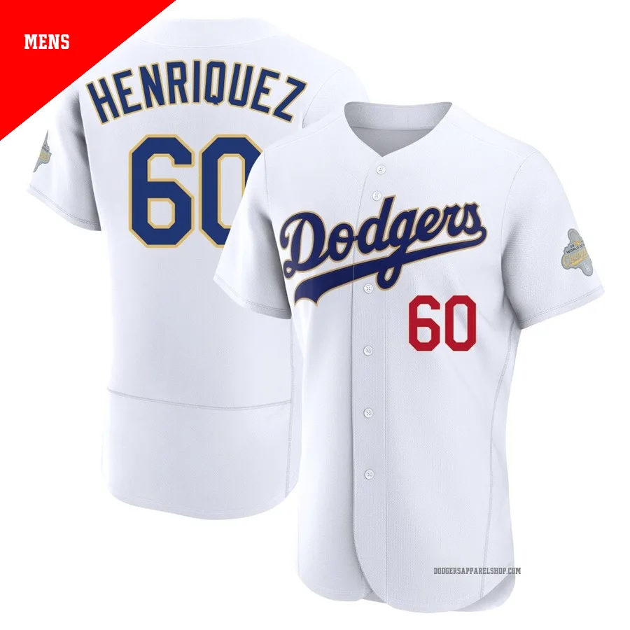 Men's Los Angeles Dodgers ＃60 Edgardo Henriquez Gold Authentic White 2026 Collection Jersey