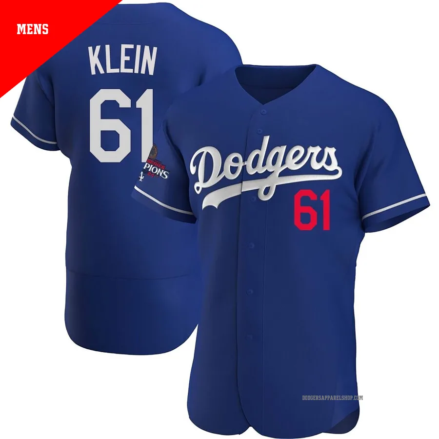 Men's Los Angeles Dodgers ＃61 Will Klein Royal Authentic Alternate 2024 World Series Champions Jersey