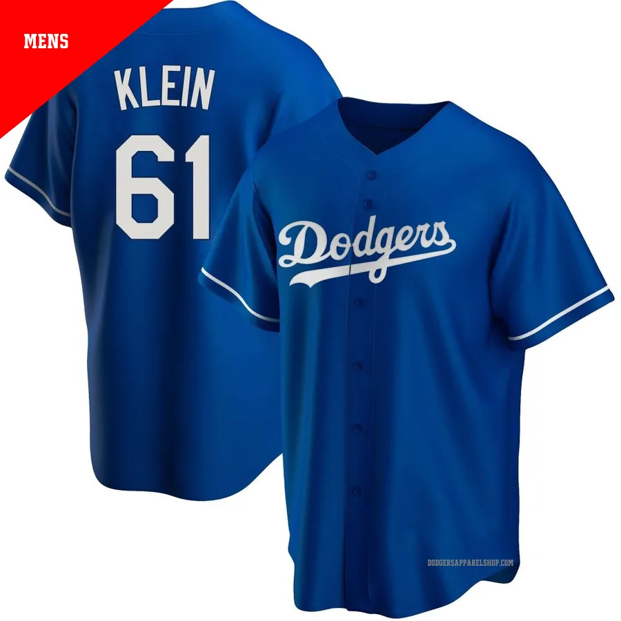 Men's Los Angeles Dodgers ＃61 Will Klein Royal Replica Alternate Jersey