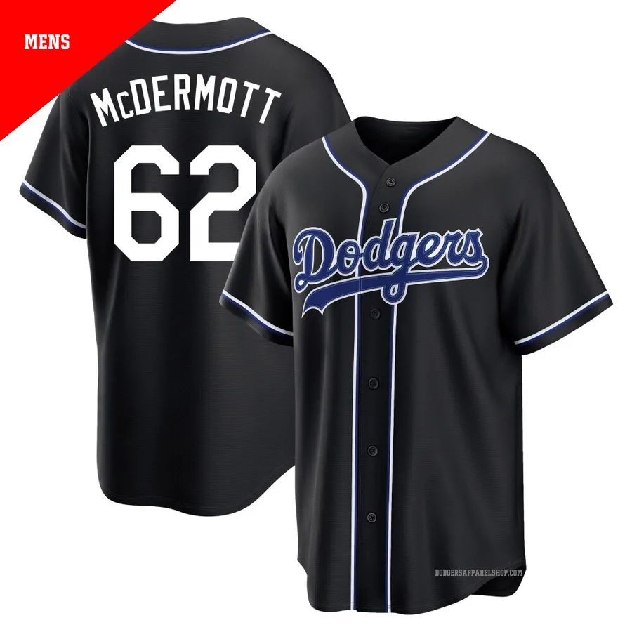 Men's Los Angeles Dodgers ＃62 Chayce McDermott Black Replica Fashion Out Jersey