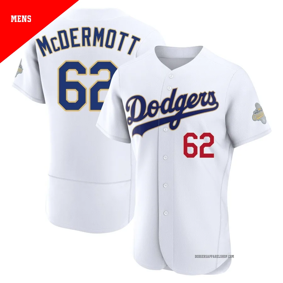 Men's Los Angeles Dodgers ＃62 Chayce McDermott Gold Authentic White 2026 Collection Jersey