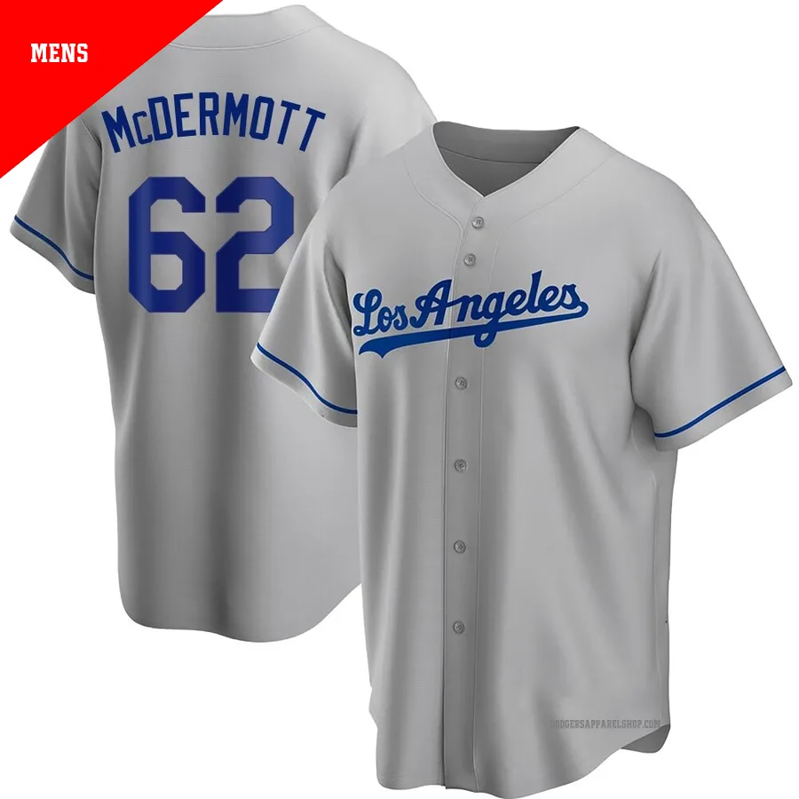 Men's Los Angeles Dodgers ＃62 Chayce McDermott Gray Replica Road Jersey