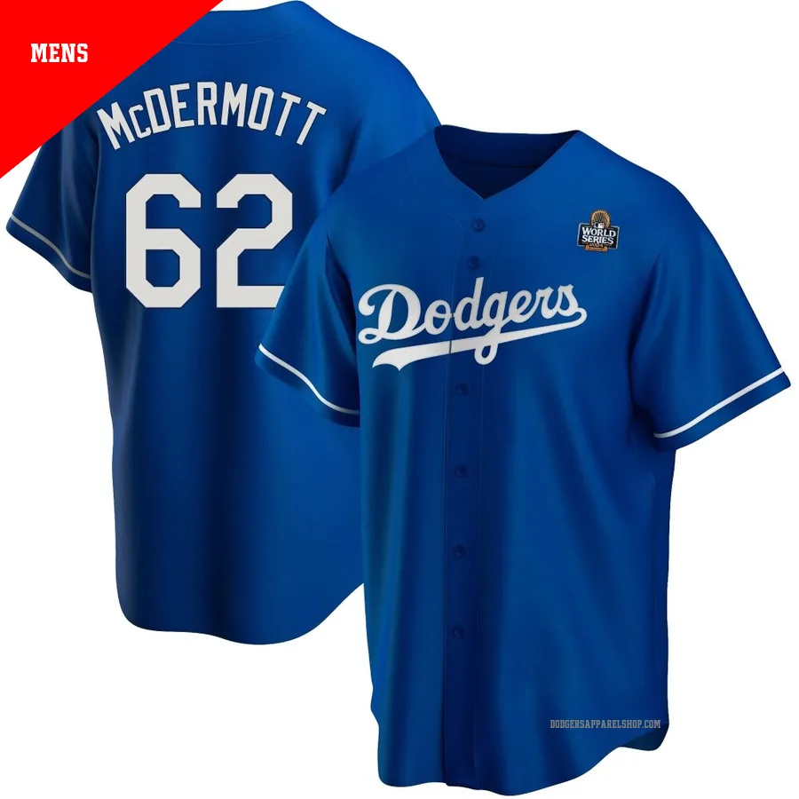 Men's Los Angeles Dodgers ＃62 Chayce McDermott Royal Replica Alternate 2024 World Series Jersey