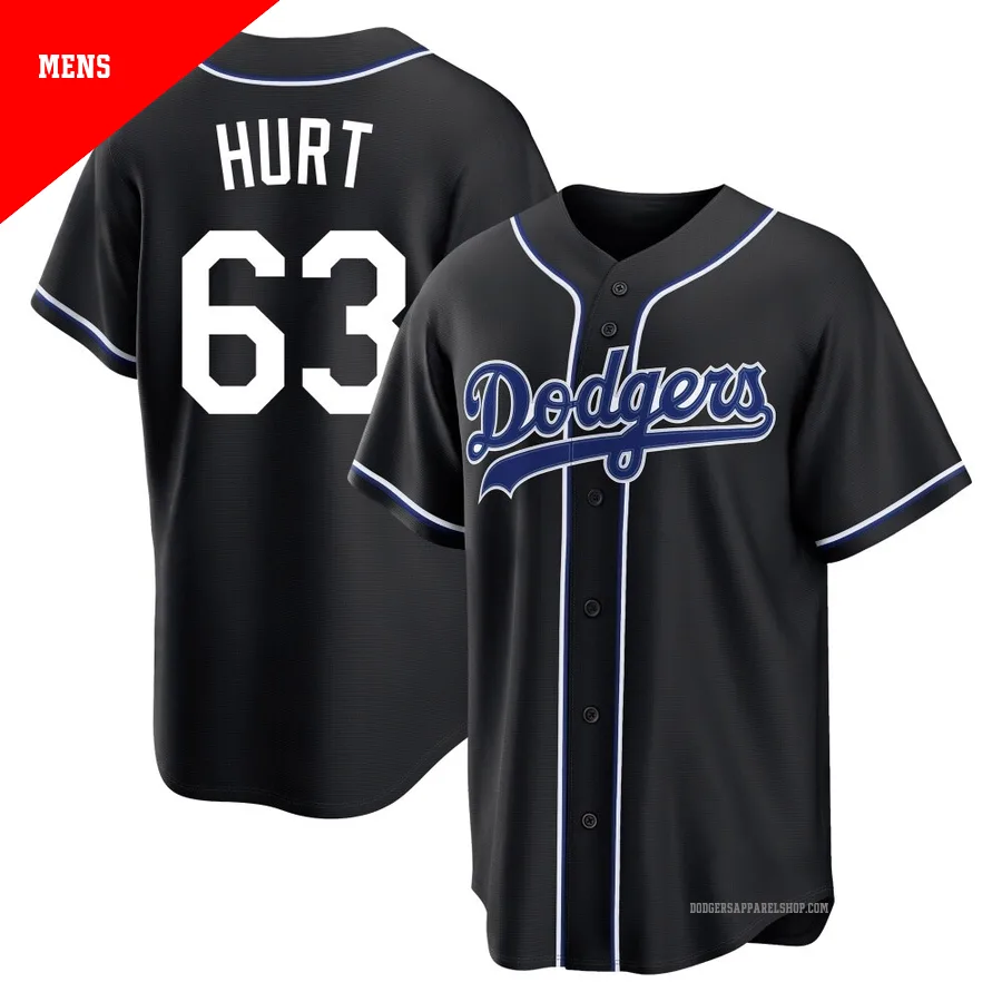 Men's Los Angeles Dodgers ＃63 Kyle Hurt Black Replica Fashion Out Jersey