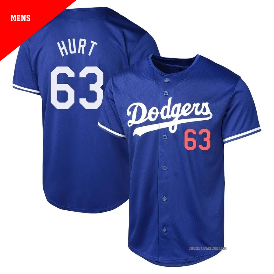 Men's Los Angeles Dodgers ＃63 Kyle Hurt Royal Limited Alternate Jersey