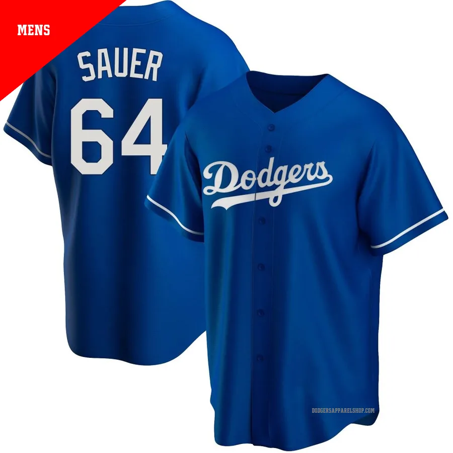 Men's Los Angeles Dodgers ＃64 Matt Sauer Royal Replica Alternate Jersey
