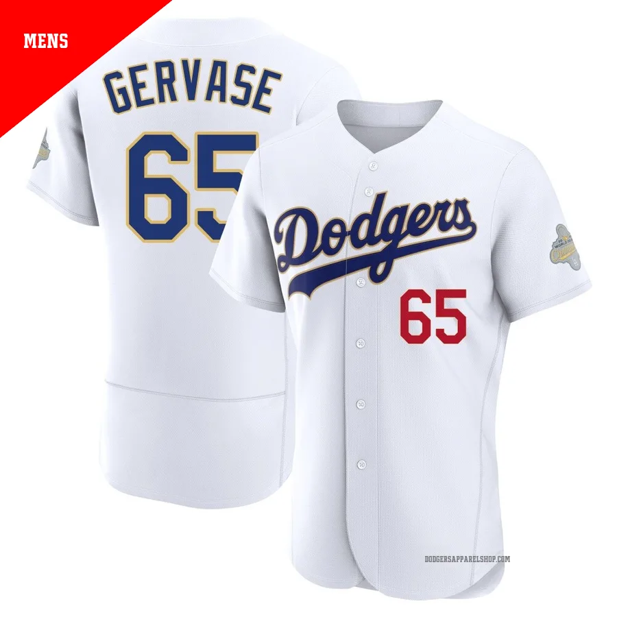 Men's Los Angeles Dodgers ＃65 Paul Gervase Gold Authentic White 2026 Collection Jersey