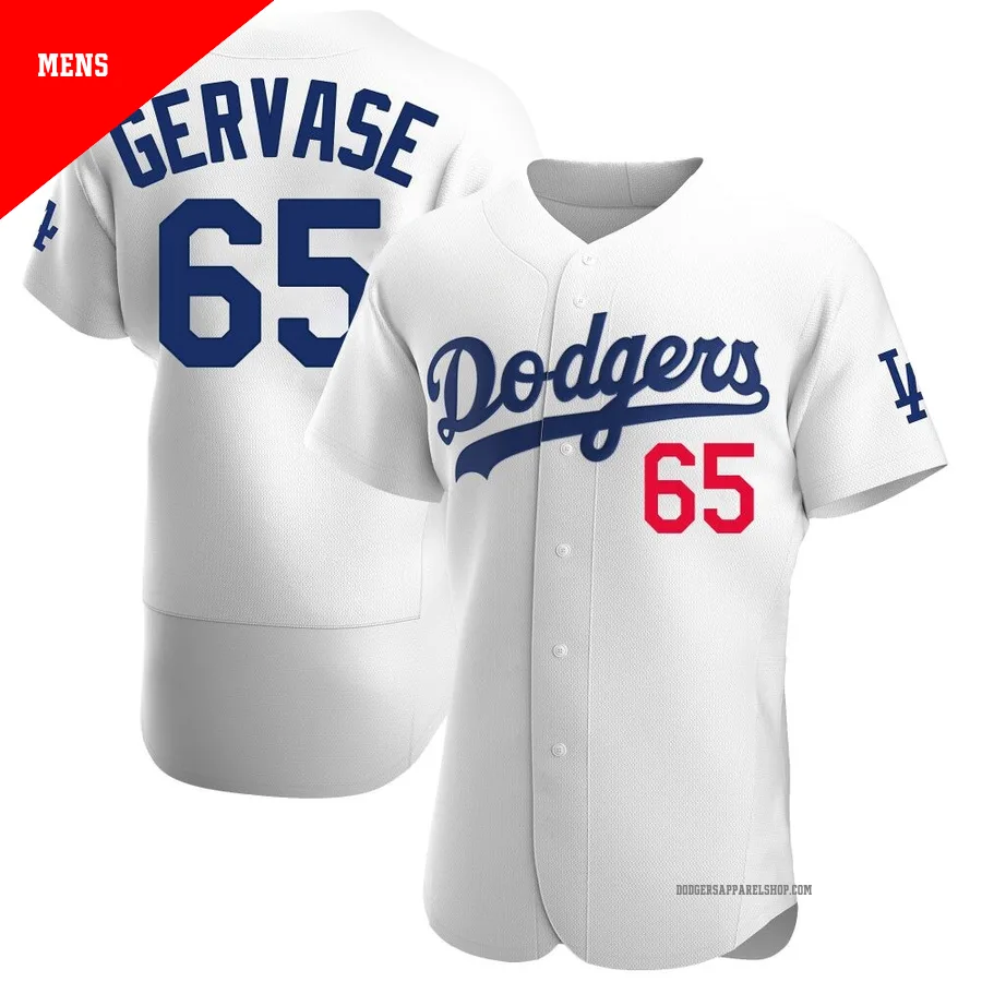 Men's Los Angeles Dodgers ＃65 Paul Gervase White Authentic Home Jersey