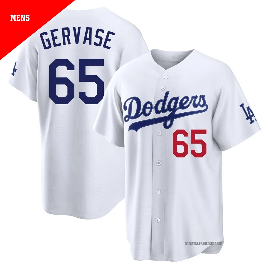 Men's Los Angeles Dodgers ＃65 Paul Gervase White Limited Home Stadium Jersey