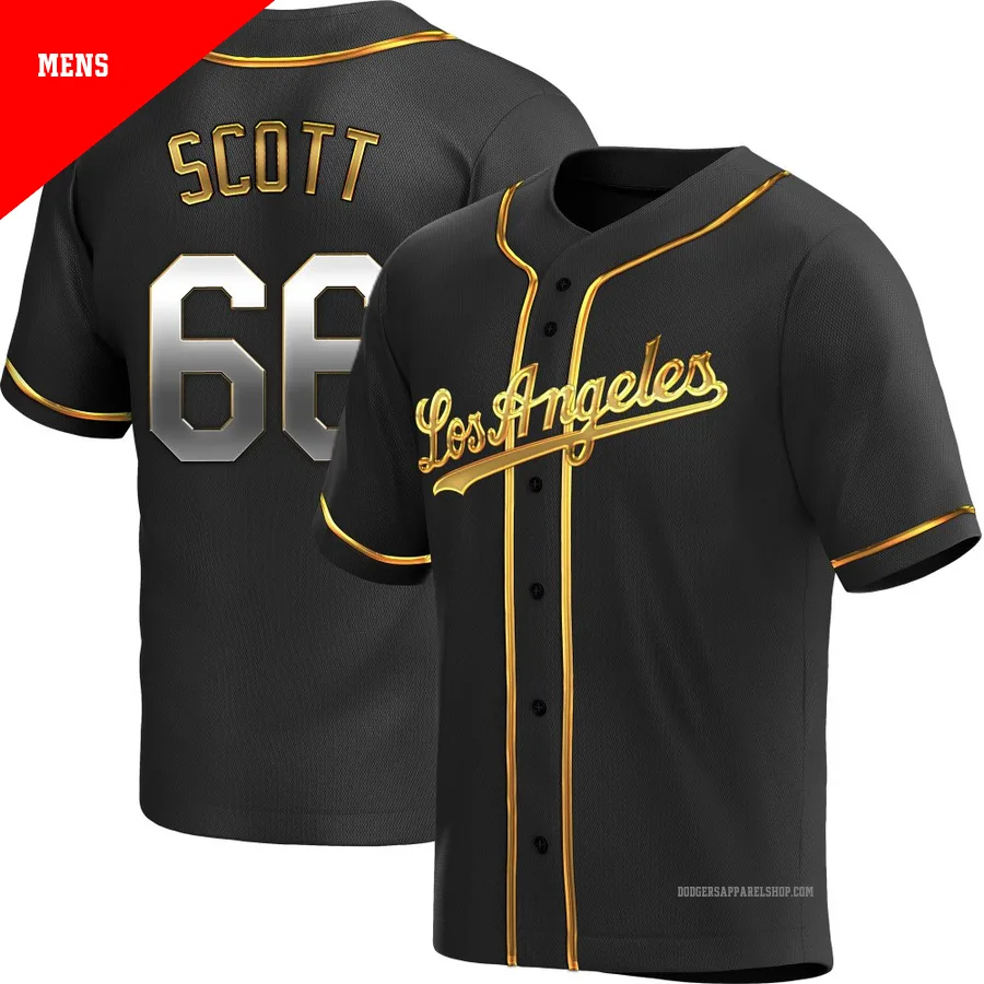 Men's Los Angeles Dodgers ＃66 Tanner Scott Gold Replica Black en Alternate Jersey