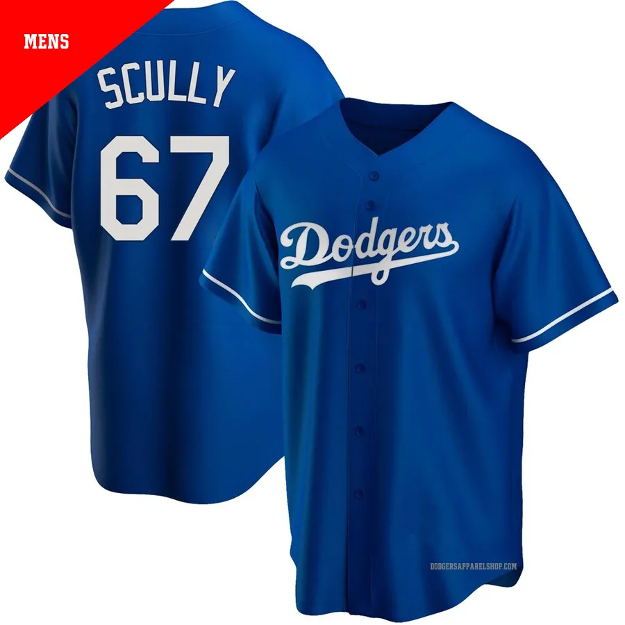 Men's Los Angeles Dodgers ＃67 Vin Scully Royal Replica Alternate Jersey