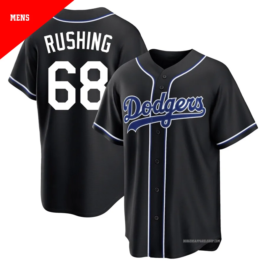 Men's Los Angeles Dodgers ＃68 Dalton Rushing Black Replica Fashion Out Jersey