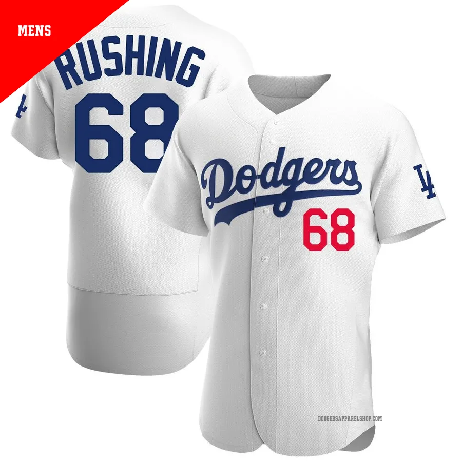 Men's Los Angeles Dodgers ＃68 Dalton Rushing White Authentic Home Jersey