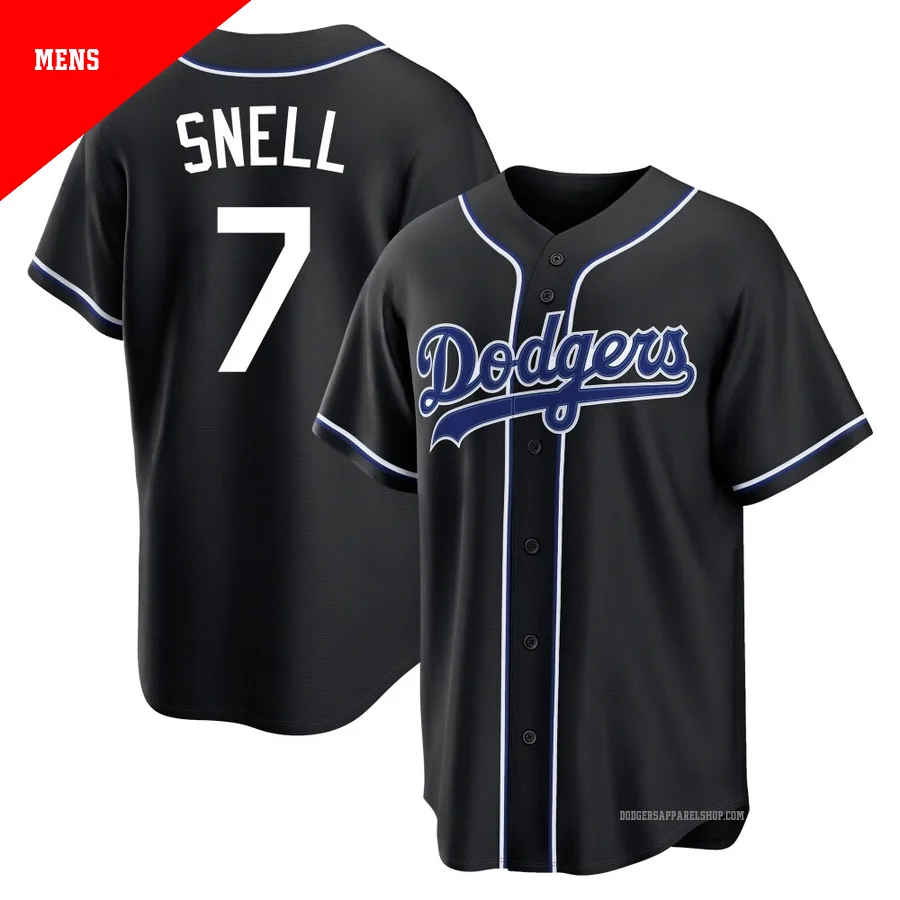 Men's Los Angeles Dodgers ＃7 Blake Snell Black Replica Fashion Out Jersey