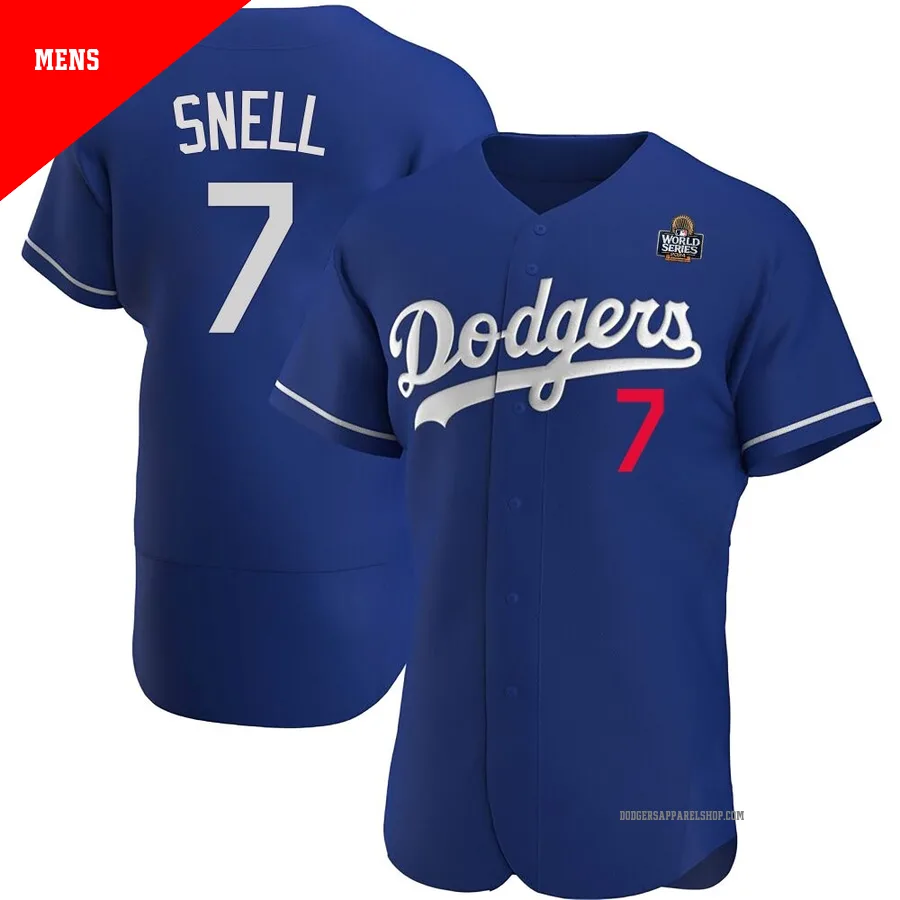 Men's Los Angeles Dodgers ＃7 Blake Snell Royal Authentic Alternate 2024 World Series Jersey