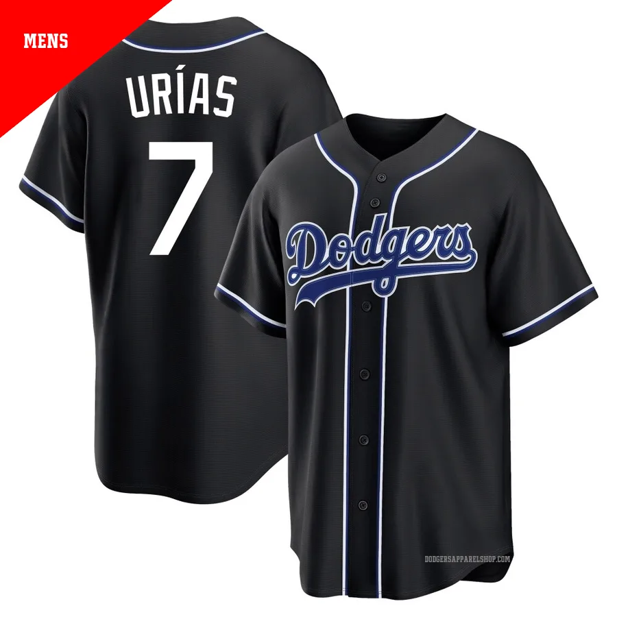 Men's Los Angeles Dodgers ＃7 Julio Urias Black Replica Fashion Out Jersey