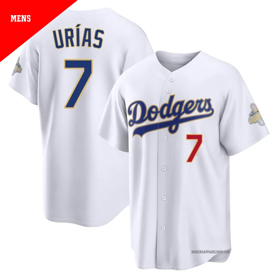 Men's Los Angeles Dodgers ＃7 Julio Urias Gold Limited White 2026 Collection Stadium Jersey