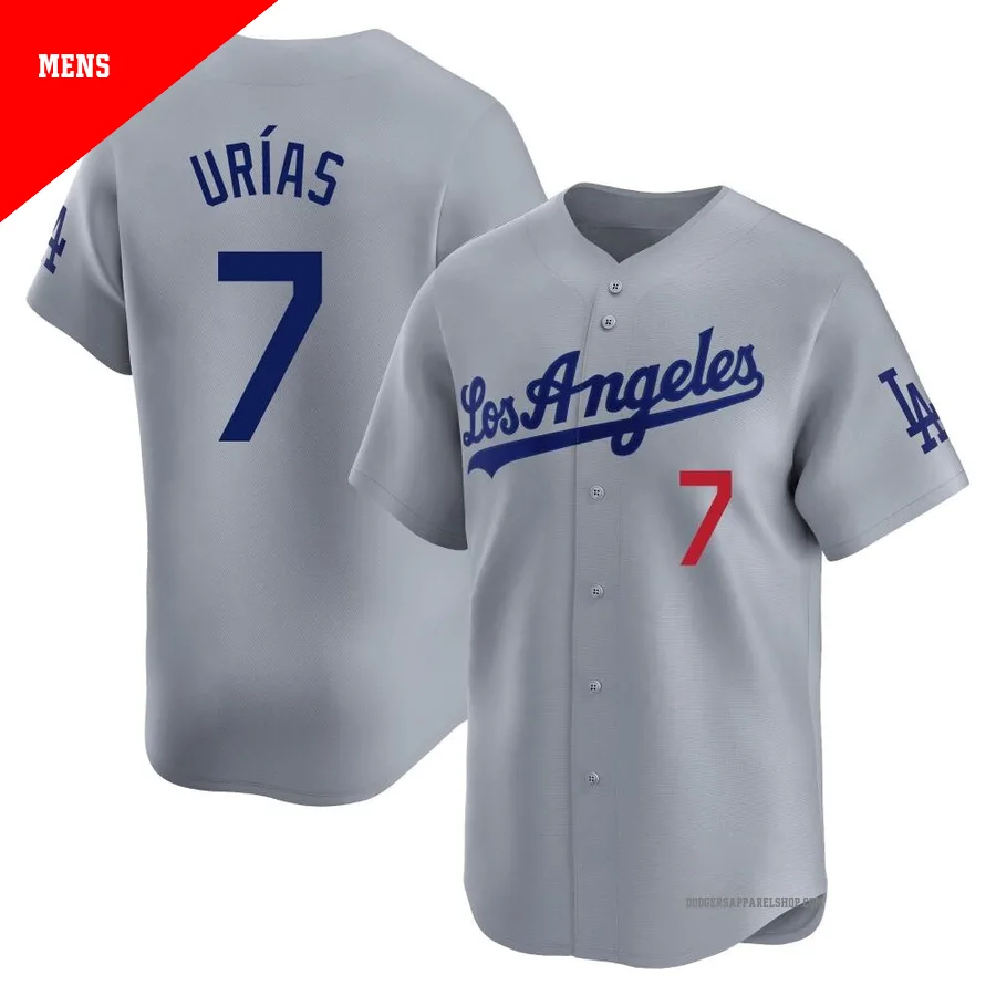 Men's Los Angeles Dodgers ＃7 Julio Urias Gray Limited Away Jersey