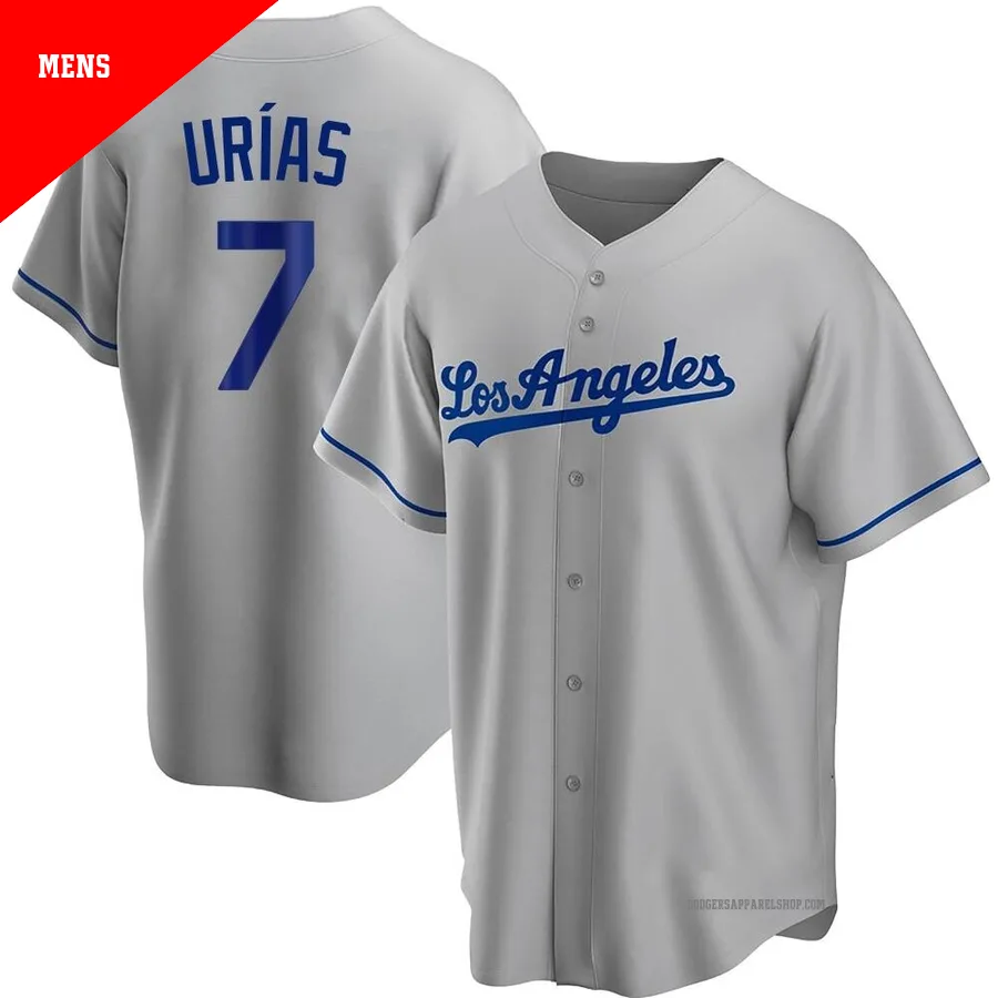Men's Los Angeles Dodgers ＃7 Julio Urias Gray Replica Road Jersey