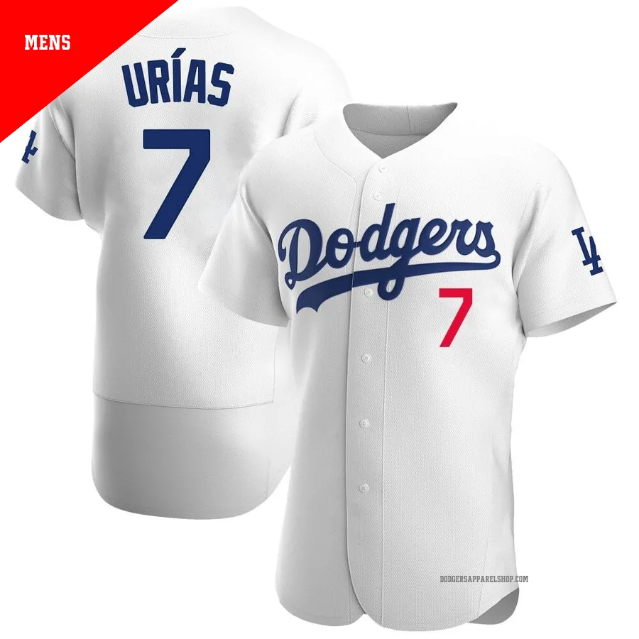 Men's Los Angeles Dodgers ＃7 Julio Urias White Authentic Home Jersey