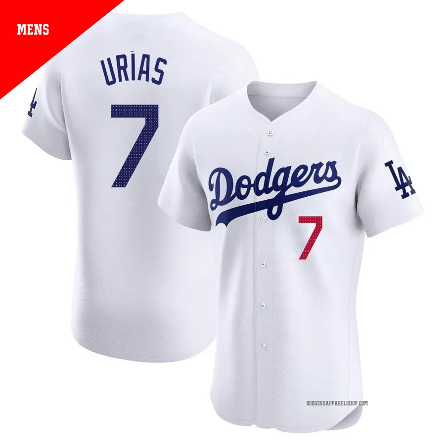 Men's Los Angeles Dodgers ＃7 Julio Urias White Elite Home Jersey