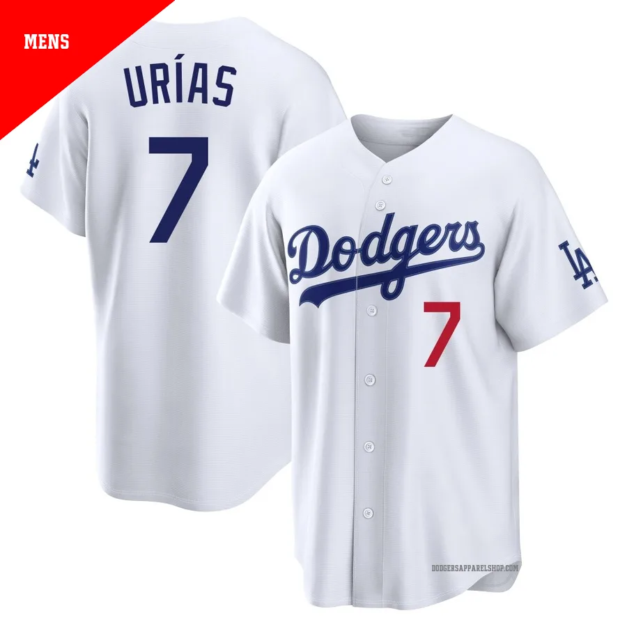 Men's Los Angeles Dodgers ＃7 Julio Urias White Limited Home Stadium Jersey