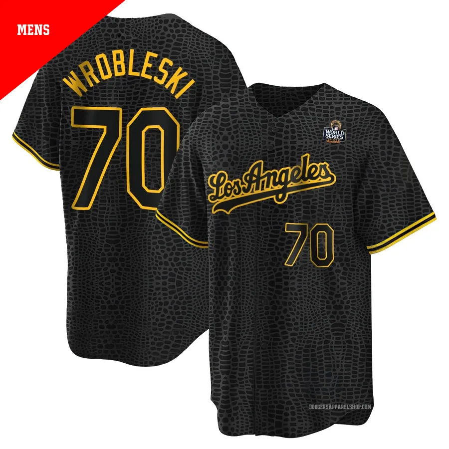 Men's Los Angeles Dodgers ＃70 Justin Wrobleski Black Replica Snake Skin City 2024 World Series Jersey