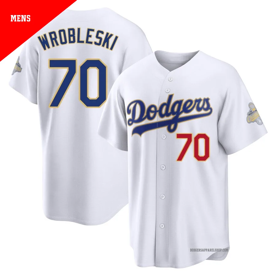 Men's Los Angeles Dodgers ＃70 Justin Wrobleski Gold Limited White 2026 Collection Stadium Jersey