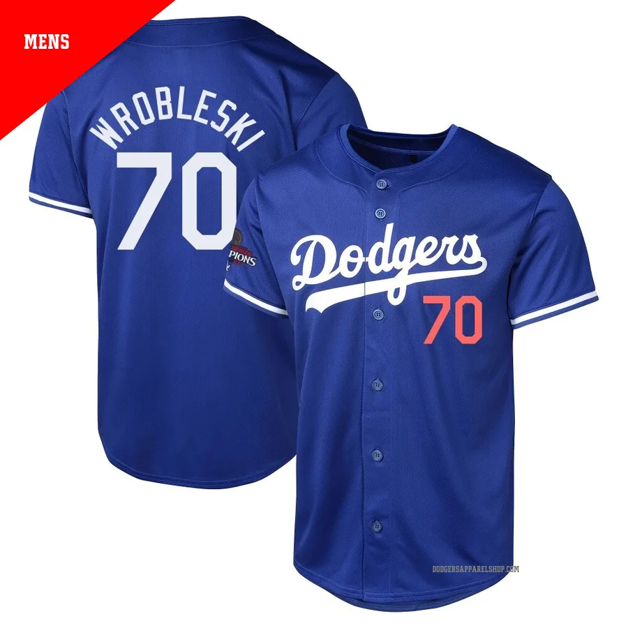 Men's Los Angeles Dodgers ＃70 Justin Wrobleski Royal Limited Alternate World Series Champions Jersey
