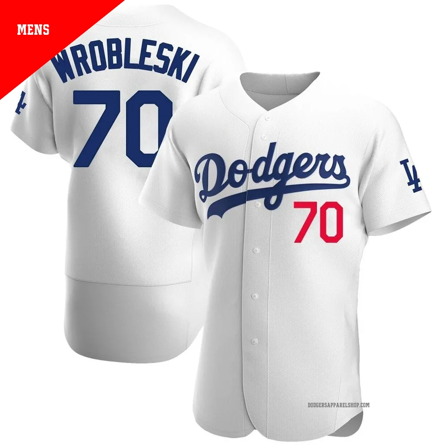 Men's Los Angeles Dodgers ＃70 Justin Wrobleski White Authentic Home Jersey