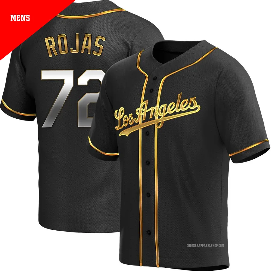 Men's Los Angeles Dodgers ＃72 Miguel Rojas Gold Replica Black en Alternate Jersey